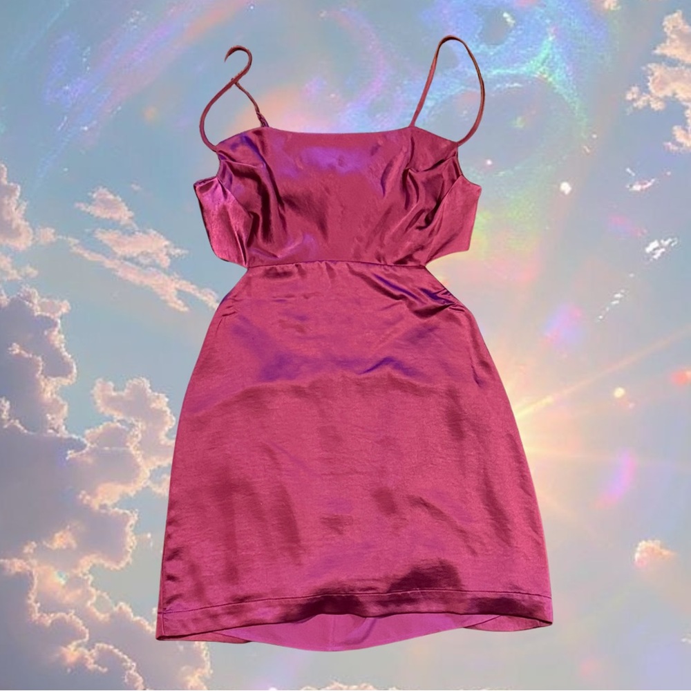 Dynamite Satin Cutout Open-Back Mini Dress – Purple Wine | Size M | Night Out
